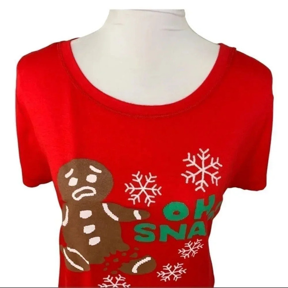 Prince Peter Collection Red  Gingerbread Oh Snap Holiday Christmas T Shirt - Picture 2 of 11